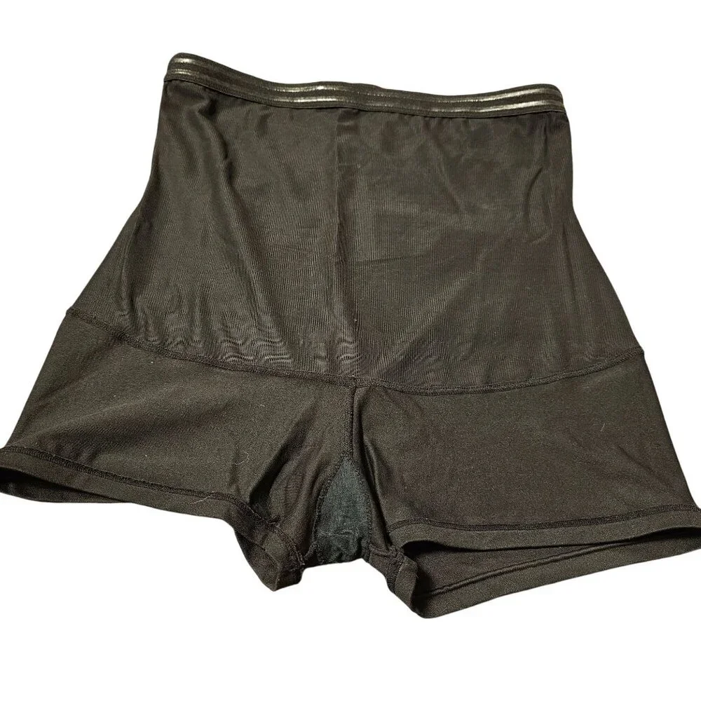 High-Waisted Black Shapewear Shorts By Maidenform 2XL Nylon & Elastane With Cott